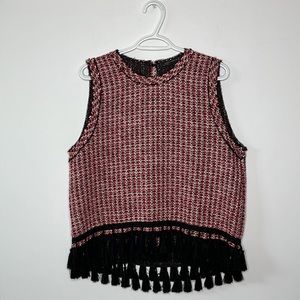 ZARA Sleeveless Tassel Hem Sheath Top‎ Sz Large